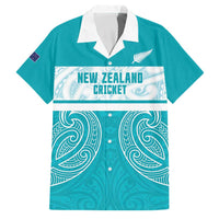 New Zealand Silver Fern Cricket Custom Family Matching Long Sleeve Bodycon Dress and Hawaiian Shirt Black Cap Teal Maori Pattern LT14 Dad's Shirt - Short Sleeve Teal - Polynesian Pride