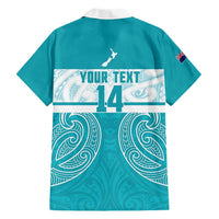 New Zealand Silver Fern Cricket Custom Family Matching Puletasi and Hawaiian Shirt Black Cap Teal Maori Pattern LT14 - Polynesian Pride