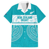 New Zealand Silver Fern Cricket Custom Family Matching Short Sleeve Bodycon Dress and Hawaiian Shirt Black Cap Teal Maori Pattern LT14 Dad's Shirt - Short Sleeve Teal - Polynesian Pride