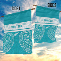 New Zealand Silver Fern Cricket Custom Garden Flag Black Cap Teal Maori Pattern - Polynesian Pride