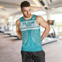 New Zealand Silver Fern Cricket Custom Men Tank Top Black Cap Teal Maori Pattern - Polynesian Pride