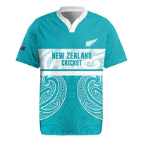 New Zealand Silver Fern Cricket Custom Rugby Jersey Black Cap Teal Maori Pattern - Polynesian Pride