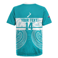 New Zealand Silver Fern Cricket Custom Rugby Jersey Black Cap Teal Maori Pattern LT14 - Polynesian Pride