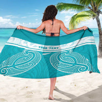 New Zealand Silver Fern Cricket Custom Sarong Black Cap Teal Maori Pattern - Polynesian Pride