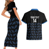 New Zealand Silver Fern Cricket Custom Couples Matching Short Sleeve Bodycon Dress and Hawaiian Shirt Black Cap T20 Version - Polynesian Pride