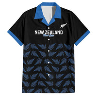 New Zealand Silver Fern Cricket Custom Family Matching Off Shoulder Short Dress and Hawaiian Shirt Black Cap T20 Version LT14 Dad's Shirt - Short Sleeve Black - Polynesian Pride