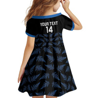 New Zealand Silver Fern Cricket Custom Kid Short Sleeve Dress Black Cap T20 Version LT14 - Polynesian Pride