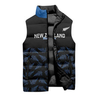 New Zealand Silver Fern Cricket Custom Sleeveless Puffer Jacket Black Cap T20 Version - Polynesian Pride