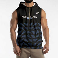 New Zealand Silver Fern Cricket Custom Sleeveless Zip Hoodie Black Cap T20 Version - Polynesian Pride