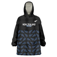 New Zealand Silver Fern Cricket Custom Wearable Blanket Hoodie Black Cap T20 Version - Polynesian Pride