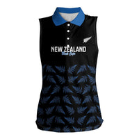 New Zealand Silver Fern Cricket Custom Women Sleeveless Polo Shirt Black Cap T20 Version - Polynesian Pride
