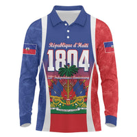 Personalized Haiti 1804 Long Sleeve Polo Shirt Happy 221st Independence Anniversary