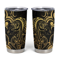 Gold And Black Aoteara Horse Racing Tumbler Cup NZ Maori Pattern