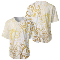 Gold And White Aotearoa Horse Racing Baseball Jersey NZ Maori Pattern LT14 - Polynesian Pride