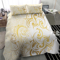 Gold And White Aoteara Horse Racing Bedding Set NZ Maori Pattern