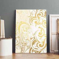 Gold And White Aoteara Horse Racing Canvas Wall Art NZ Maori Pattern