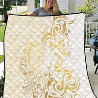 Gold And White Aoteara Horse Racing Quilt NZ Maori Pattern