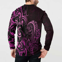 Pink Aoteara Horse Racing Button Sweatshirt NZ Maori Pattern