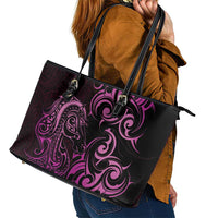 Pink Aoteara Horse Racing Leather Tote Bag NZ Maori Pattern