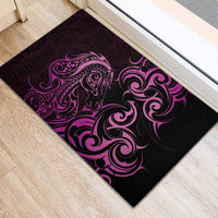 Pink Aoteara Horse Racing Rubber Doormat NZ Maori Pattern