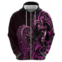 Pink Aotearoa Horse Racing Zip Hoodie NZ Maori Pattern LT14 - Polynesian Pride