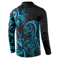Blue Aotearoa Horse Racing Button Sweatshirt NZ Maori Pattern LT14 - Polynesian Pride