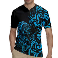 Blue Aoteara Horse Racing Rugby Jersey NZ Maori Pattern