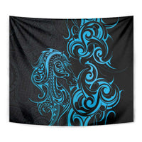 Blue Aoteara Horse Racing Tapestry NZ Maori Pattern