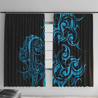 Blue Aoteara Horse Racing Window Curtain NZ Maori Pattern