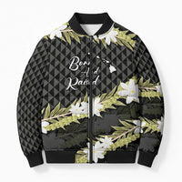 Born And Raised Aloha Hawaii Bomber Puffer Jacket Kanaka Kakau Hawaiian Tiare Pakalana Lei - Polynesian Pride