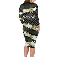 Born And Raised Aloha Hawaii Family Matching Long Sleeve Bodycon Dress and Hawaiian Shirt Kanaka Kakau Hawaiian Tiare Pakalana Lei - Polynesian Pride