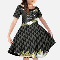 Born And Raised Aloha Hawaii Family Matching Off The Shoulder Long Sleeve Dress and Hawaiian Shirt Kanaka Kakau Hawaiian Tiare Pakalana Lei - Polynesian Pride