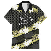 Born And Raised Aloha Hawaii Family Matching Summer Maxi Dress and Hawaiian Shirt Kanaka Kakau Hawaiian Tiare Pakalana Lei LT14 Dad's Shirt - Short Sleeve Black - Polynesian Pride