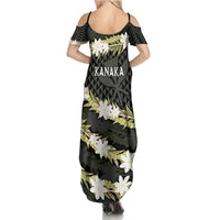 Born And Raised Aloha Hawaii Family Matching Summer Maxi Dress and Hawaiian Shirt Kanaka Kakau Hawaiian Tiare Pakalana Lei LT14 - Polynesian Pride