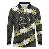 Born And Raised Aloha Hawaii Long Sleeve Polo Shirt Kanaka Kakau Hawaiian Tiare Pakalana Lei - Polynesian Pride