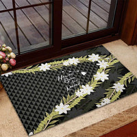 Born And Raised Aloha Hawaii Rubber Doormat Kanaka Kakau Hawaiian Tiare Pakalana Lei - Polynesian Pride