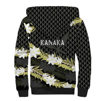 Born And Raised Aloha Hawaii Sherpa Hoodie Kanaka Kakau Hawaiian Tiare Pakalana Lei - Polynesian Pride