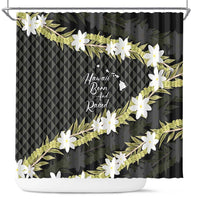 Born And Raised Aloha Hawaii Shower Curtain Kanaka Kakau Hawaiian Tiare Pakalana Lei - Polynesian Pride