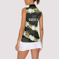 Born And Raised Aloha Hawaii Women Sleeveless Polo Shirt Kanaka Kakau Hawaiian Tiare Pakalana Lei - Polynesian Pride
