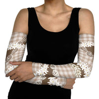 Brown Hawaii Tiare and Shell Lei Arm Sleeves Hawaiian Palaka Luxury Vibes - Polynesian Pride