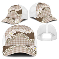 Brown Hawaii Tiare and Shell Lei Baseball Net Cap Hawaiian Palaka Luxury Vibes - Polynesian Pride