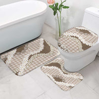 Brown Hawaii Tiare and Shell Lei Bathroom Set Hawaiian Palaka Luxury Vibes - Polynesian Pride