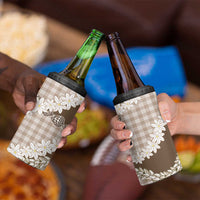 Brown Hawaii Tiare and Shell Lei 4 in 1 Can Cooler Tumbler Hawaiian Palaka Luxury Vibes - Polynesian Pride