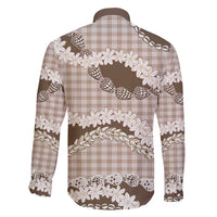 Brown Hawaii Tiare and Shell Lei Family Matching Off Shoulder Short Dress and Hawaiian Shirt Hawaiian Palaka Luxury Vibes - Polynesian Pride