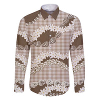 Brown Hawaii Tiare and Shell Lei Family Matching Short Sleeve Bodycon Dress and Hawaiian Shirt Hawaiian Palaka Luxury Vibes - Polynesian Pride