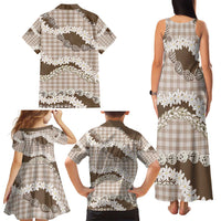 Brown Hawaii Tiare and Shell Lei Family Matching Tank Maxi Dress and Hawaiian Shirt Hawaiian Palaka Luxury Vibes - Polynesian Pride