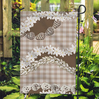 Brown Hawaii Tiare and Shell Lei Garden Flag Hawaiian Palaka Luxury Vibes LT14 Garden Flag Brown - Polynesian Pride