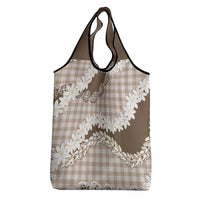 Brown Hawaii Tiare and Shell Lei Grocery Bag Hawaiian Palaka Luxury Vibes - Polynesian Pride
