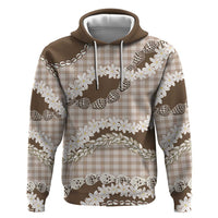 Brown Hawaii Tiare and Shell Lei Hoodie Hawaiian Palaka Luxury Vibes - Polynesian Pride