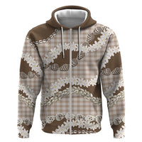 Brown Hawaii Tiare and Shell Lei Hoodie Hawaiian Palaka Luxury Vibes - Polynesian Pride